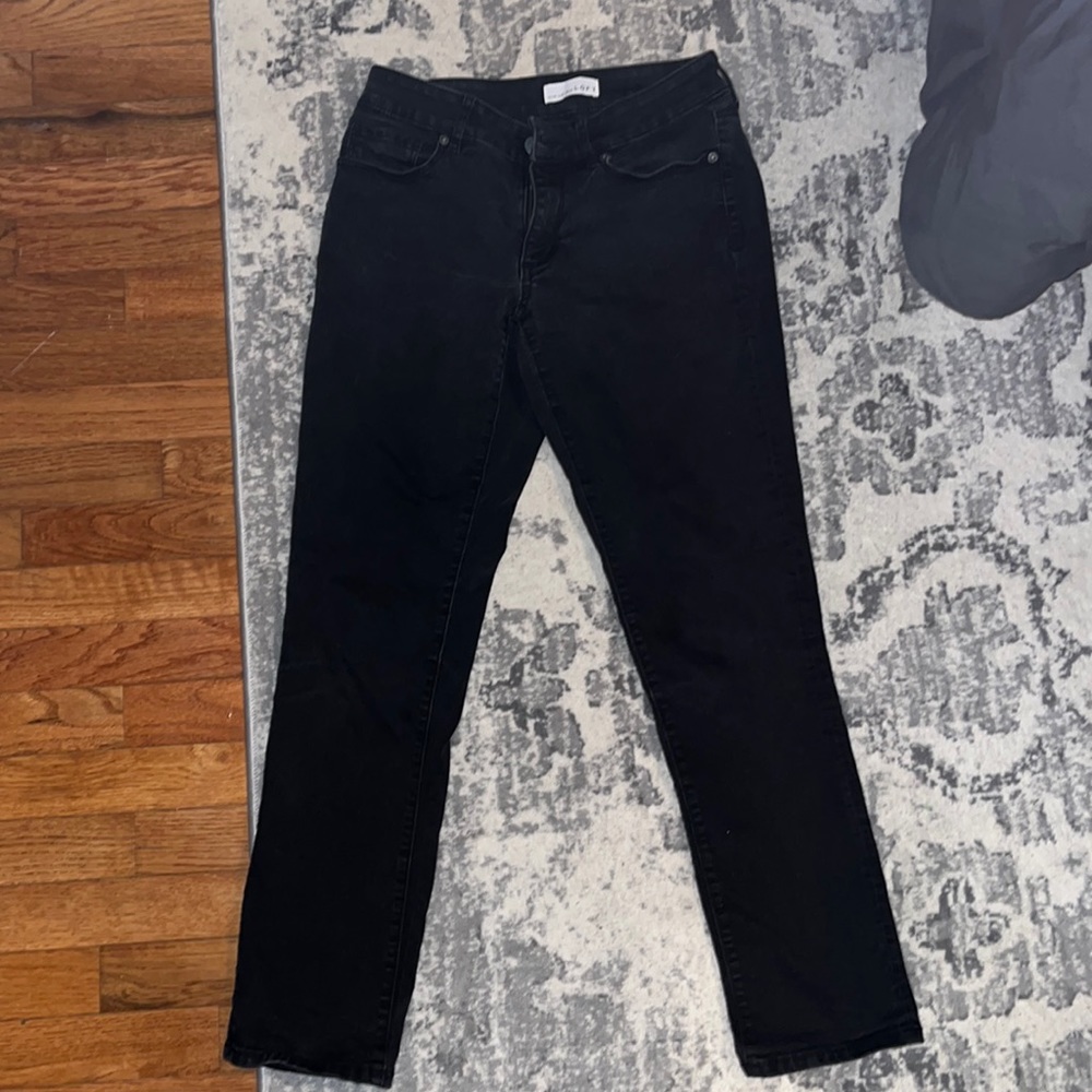 Distressed Black Loft Jeans Size 2- Curvy Straight Leg